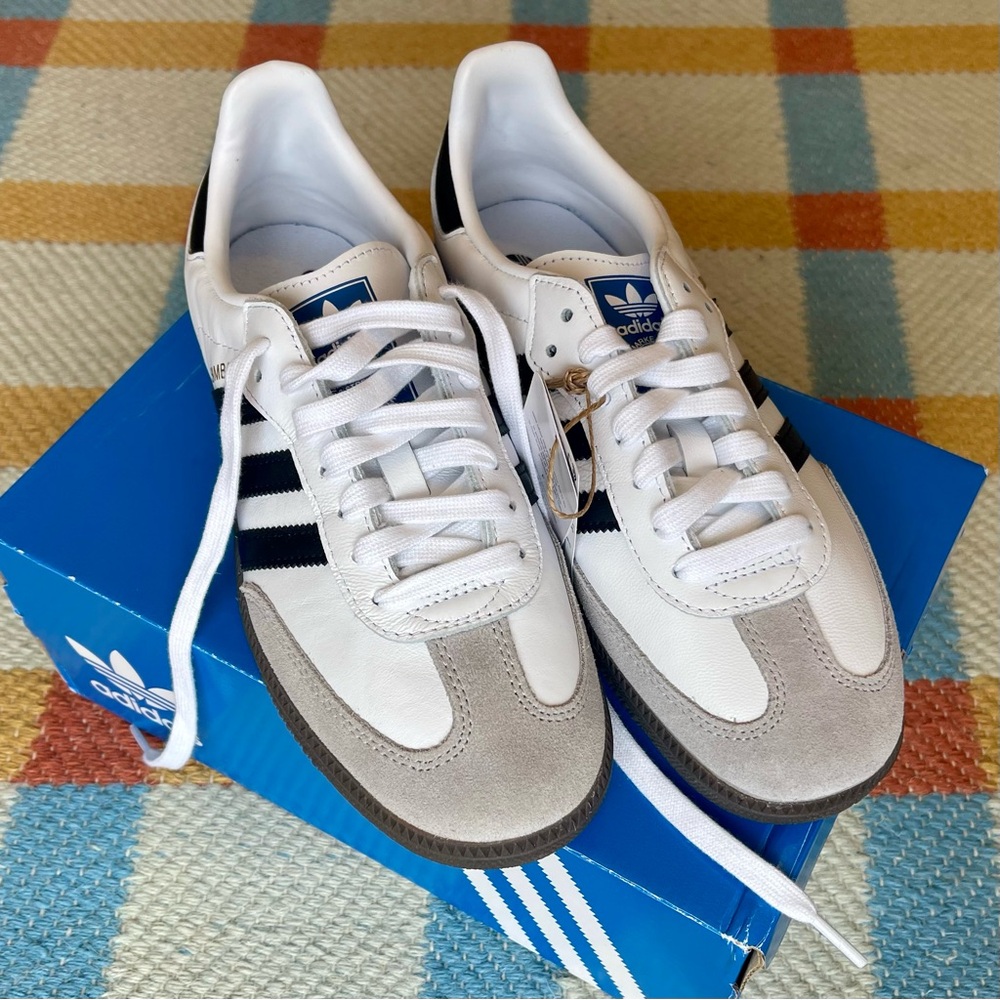 Adidas WHITE SAMBA OG SHOES, W7.5/M6.5
